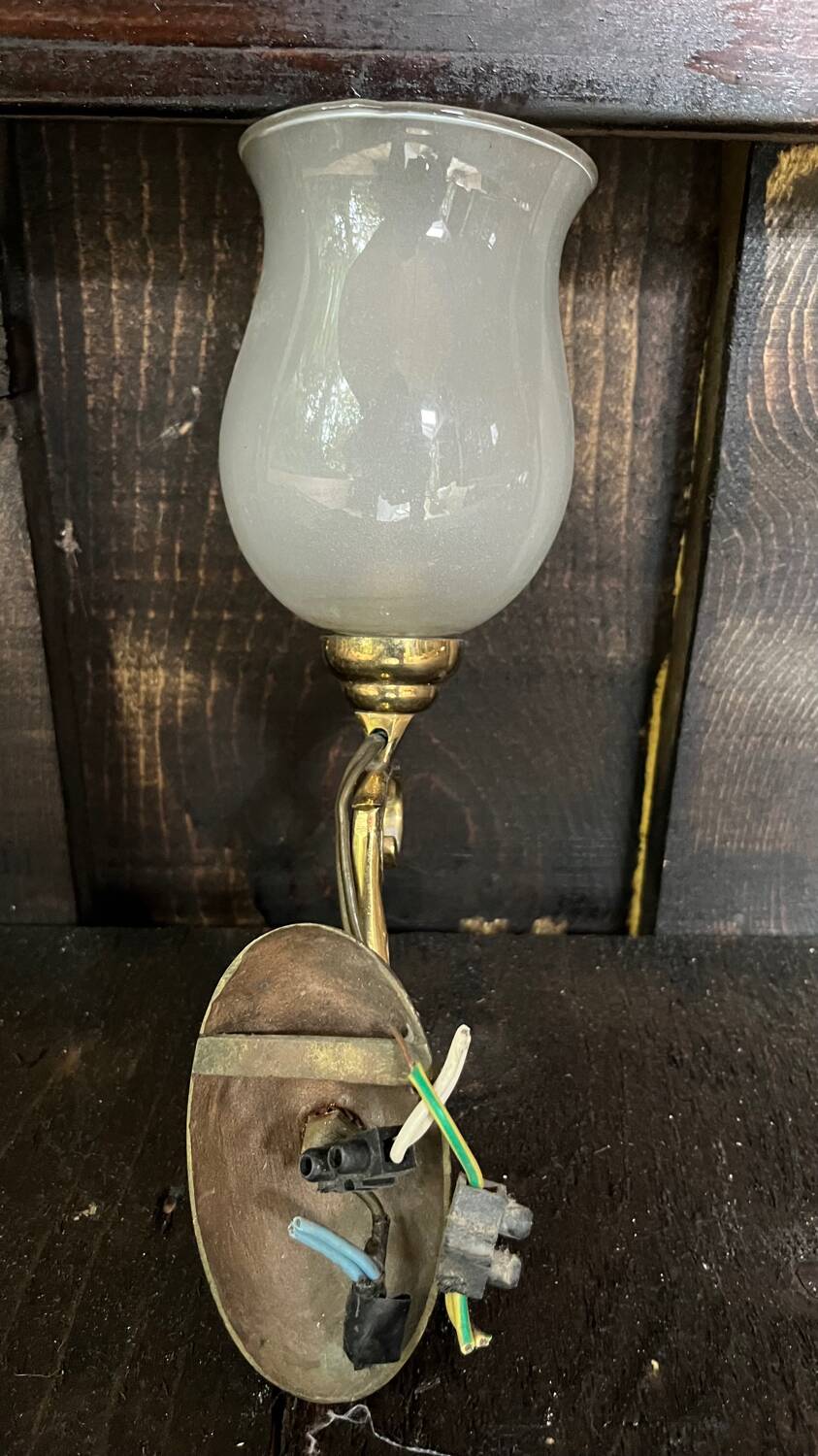 Paire d’appliques laiton et verre vintage