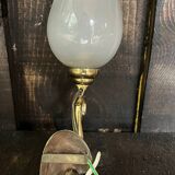 Pair of vintage brass and glass wall lights