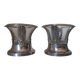 Pair of solid silver and crystal salt cellars