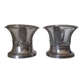 Paire de salerons en argent massif et cristal