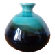 Small brown and turquoise ceramic vase