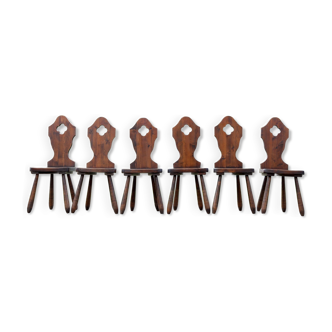 Series of six brutalist chairs
