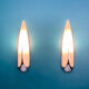 Pair bobbin sconces in sandblasted glass and chromed metal