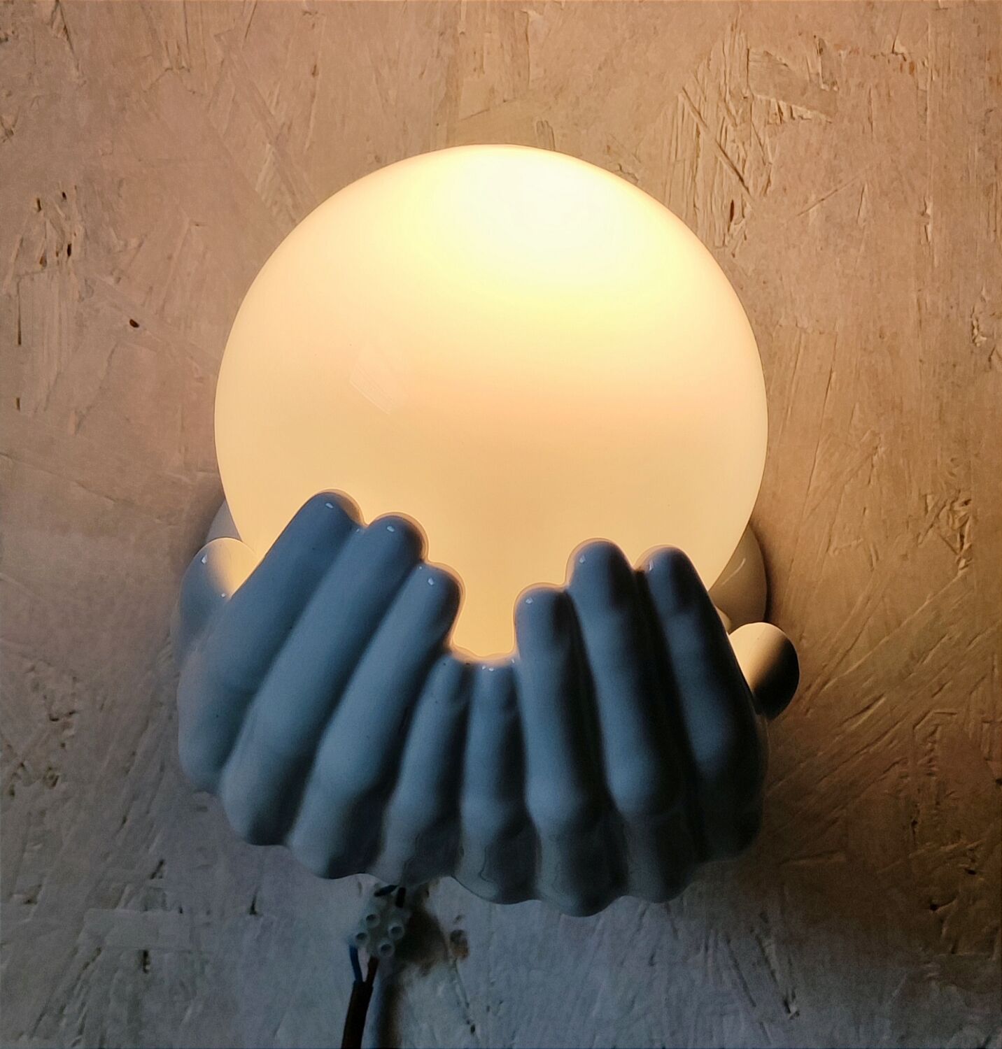 Wall lamp white ceramic hands
