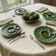 Set of 5 antique barbotine plates decorated with artichokes.