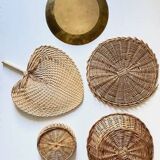 VINTAGE Wicker and Brass Wall COMPOSITION