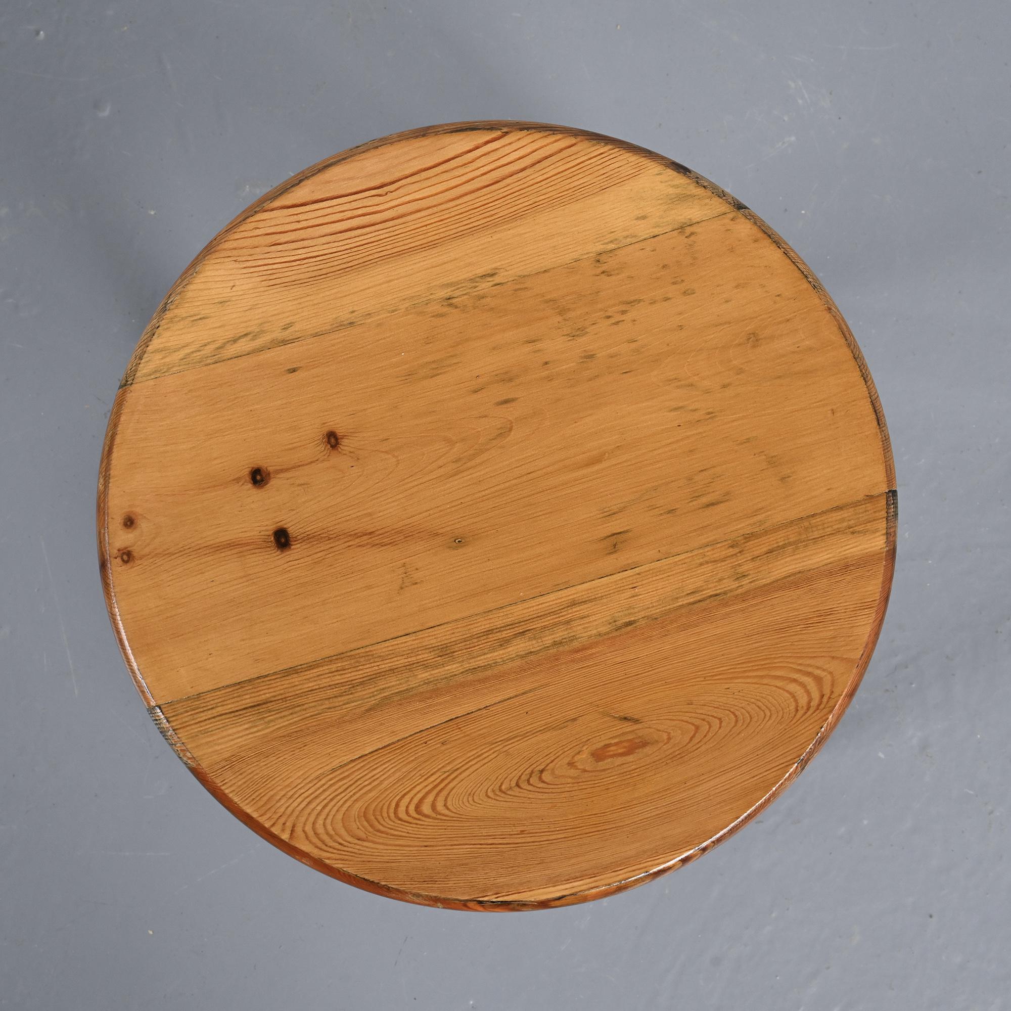 Pine stool by René Martin, France, circa 1965