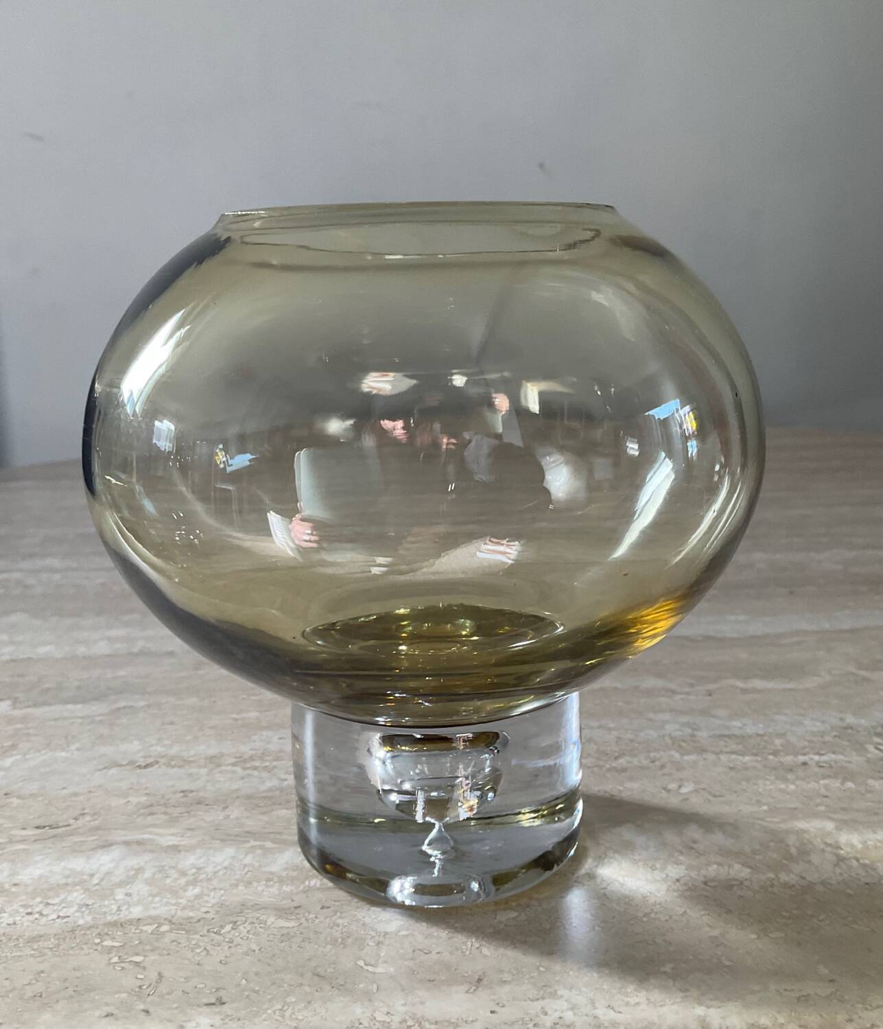 Vintage Krosno amber glass hanging bubble vase