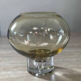 Vintage Krosno amber glass hanging bubble vase