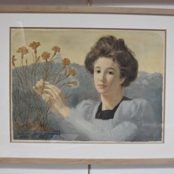 Gustave Riquet (1866-1938) Les œillets De La Vie, 1898 Aquarelle Signée