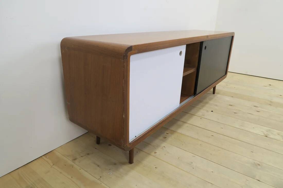 Black and white teak sideboard, 1960s