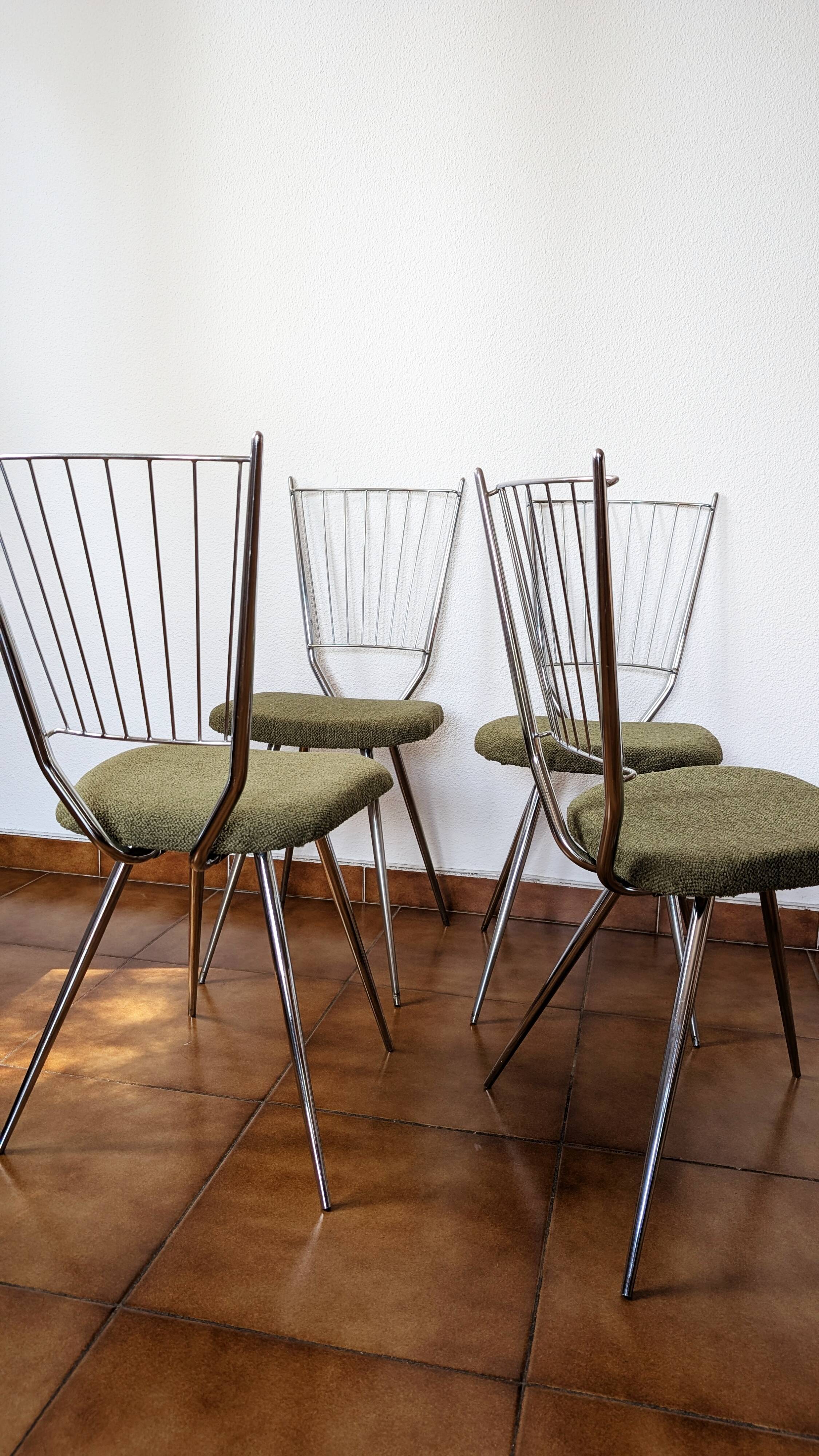 Set of 4 restored vintage chrome chairs.