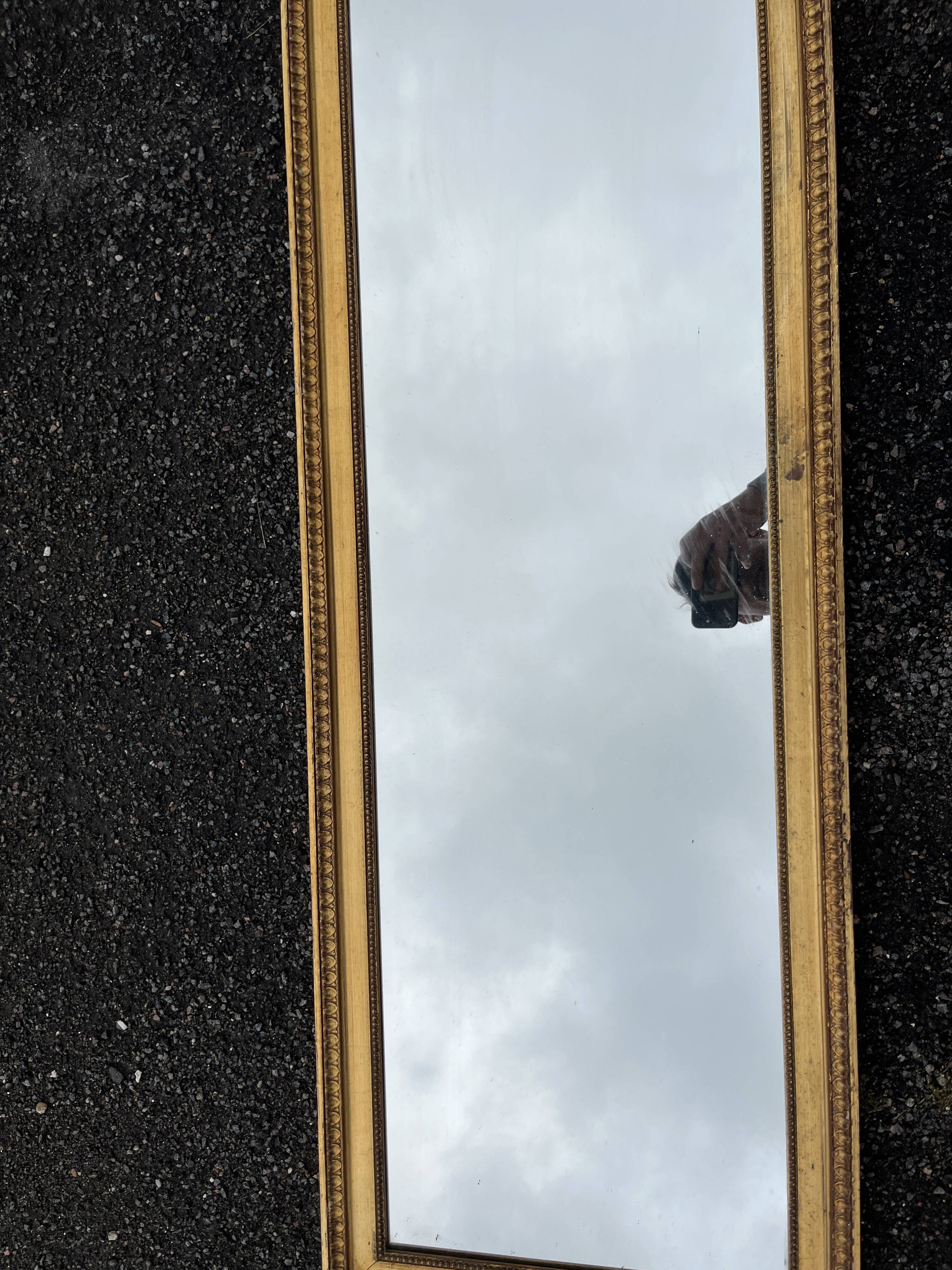 Large gold mirror 150 cm long classic style beaded frame