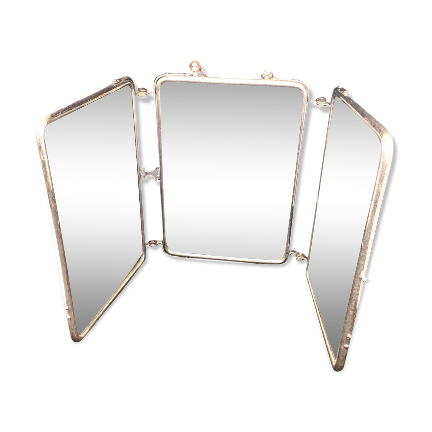 Bevelled triptych barber mirror 57x16cm