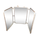 Bevelled triptych barber mirror 57x16cm