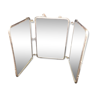 Bevelled triptych barber mirror 57x16cm