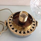Structured glass globe lamp and metal-brass/ vintage 60s and 70s base