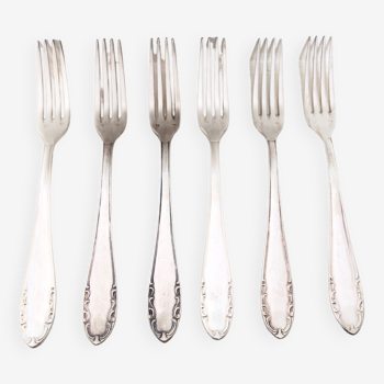 6 silver metal forks, 1930