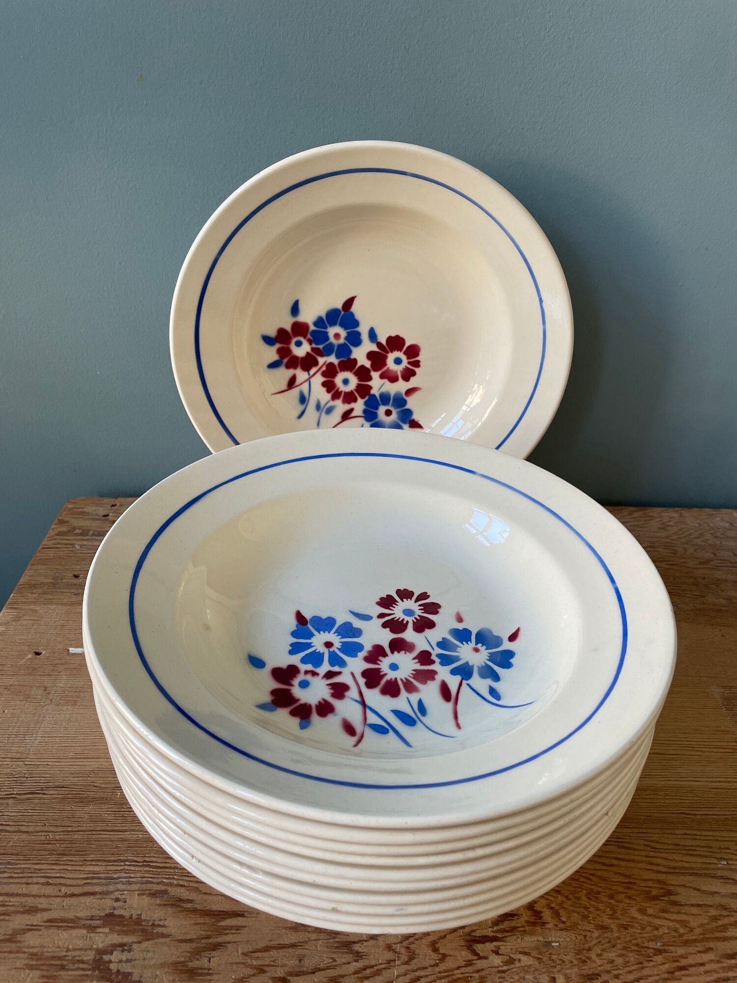 Set of 11 K&G Lunéville soup plates, Sylvain model