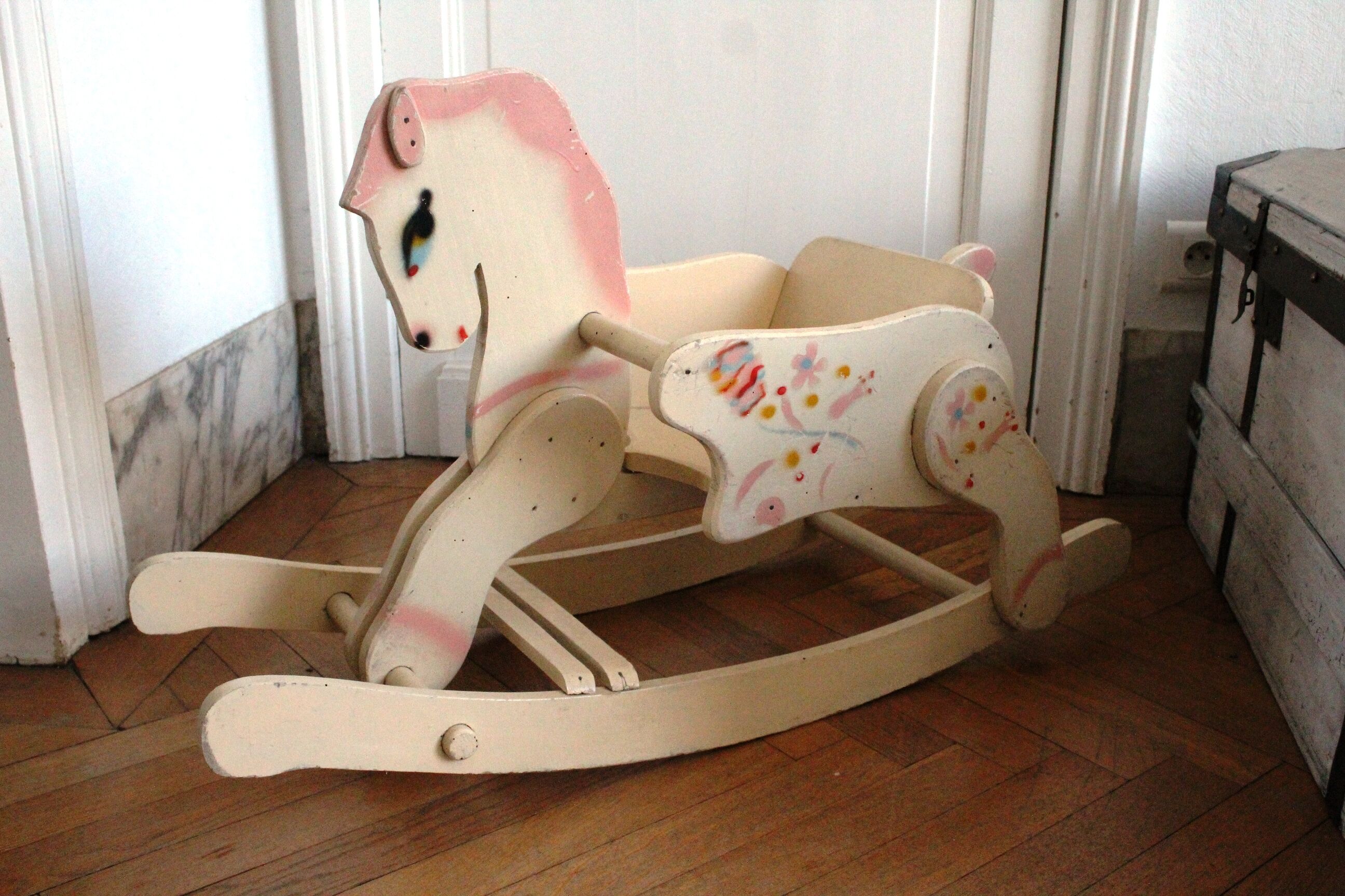 Vintage wooden rocking horse
