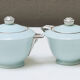 Art deco porcelain teapot and sweetener: maison cambet lyon