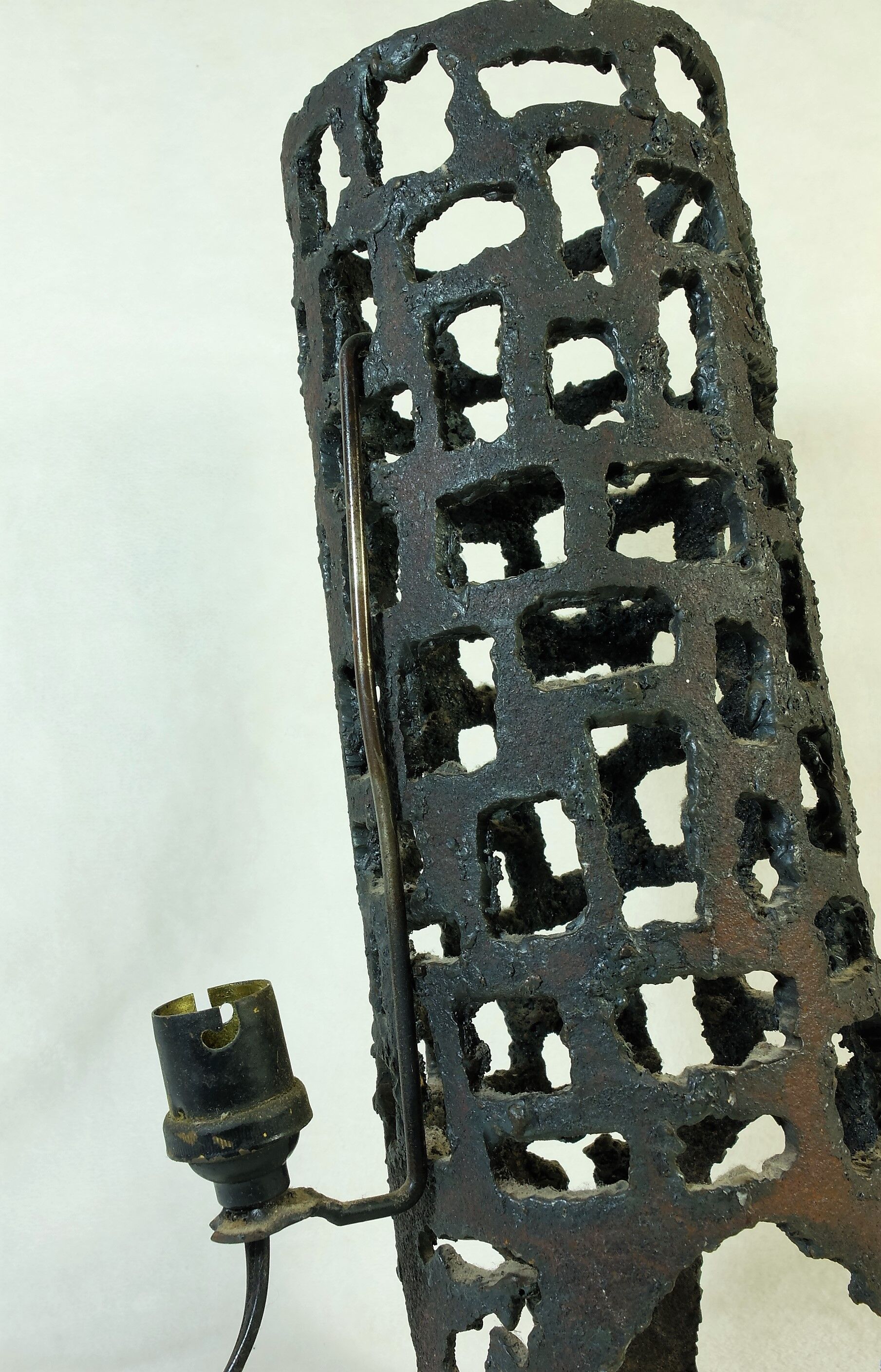 Marcello Fantoni brutalism metal lamp, 1960's