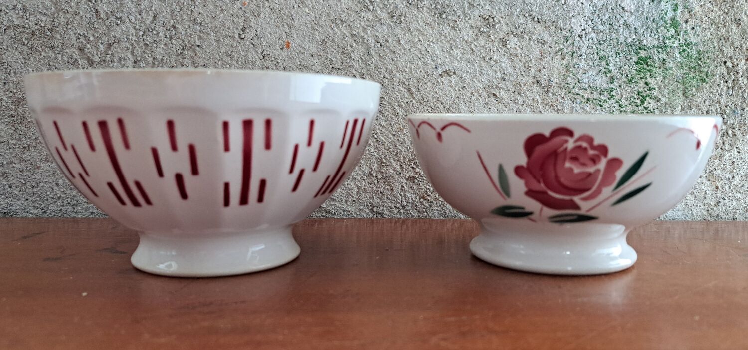 Duo of stenciled bowls