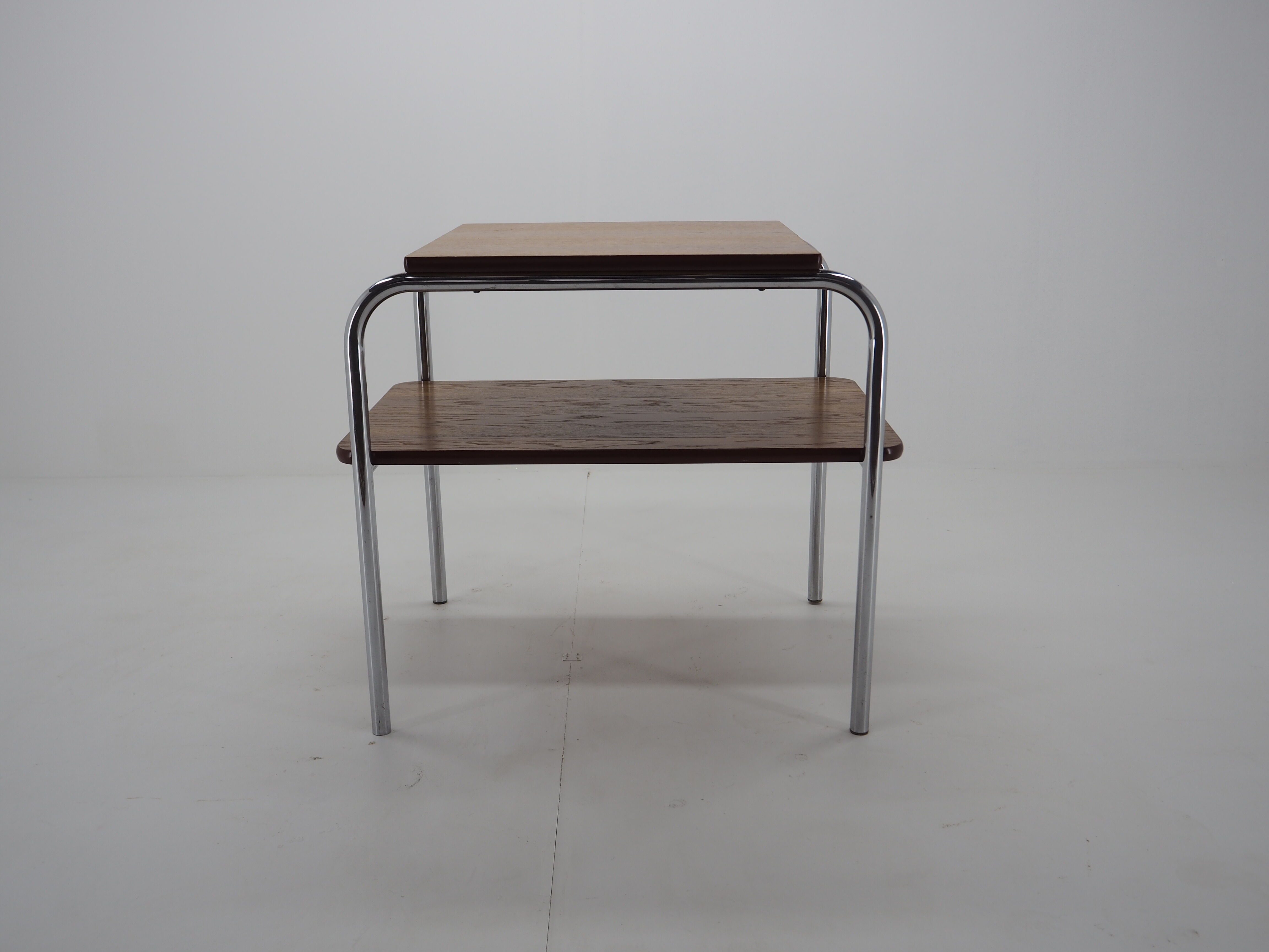 Table art déco chrome et bois, années 1940