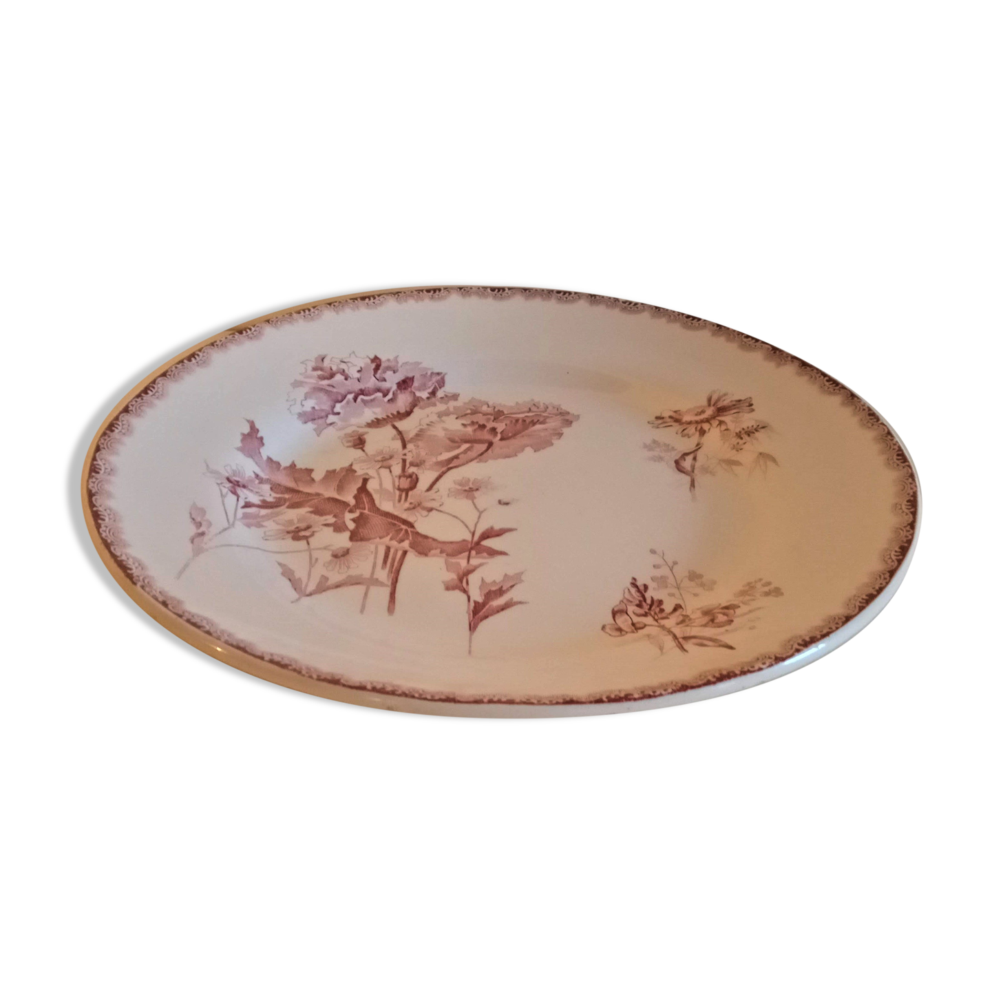 Plate in pink earthenware Provencal decoration HB & Cie, Choisy-le-Roi - 3