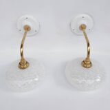 Speckled glass swan neck wall lights