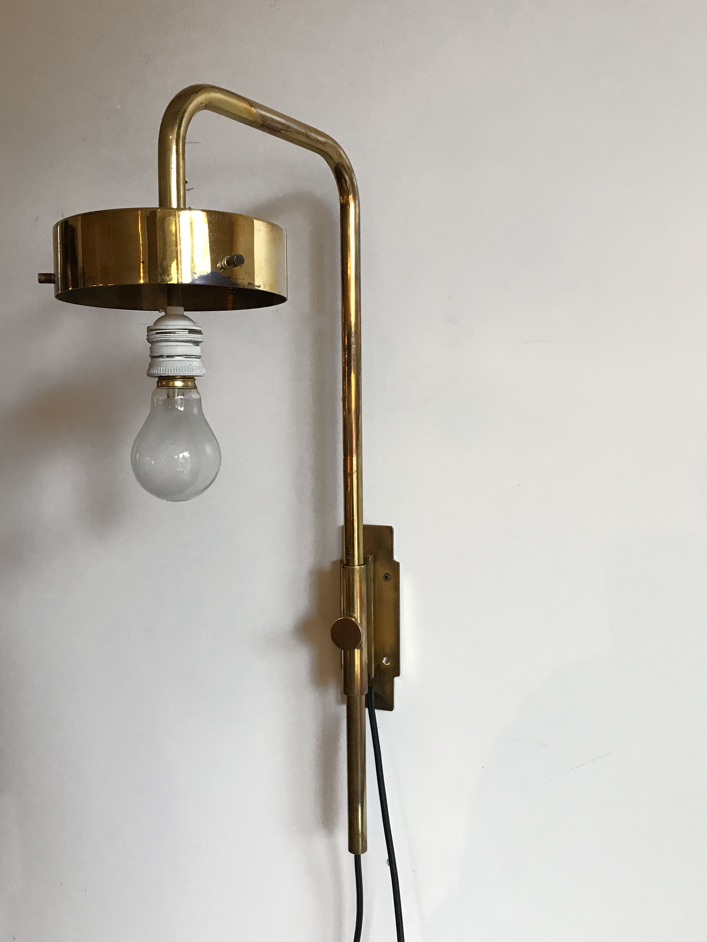 Sergio Mazza for Artemide, Italian "Delta" glass brass wall lamp 1960s