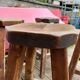 Set of 4 old vintage brutalist fir bar stools