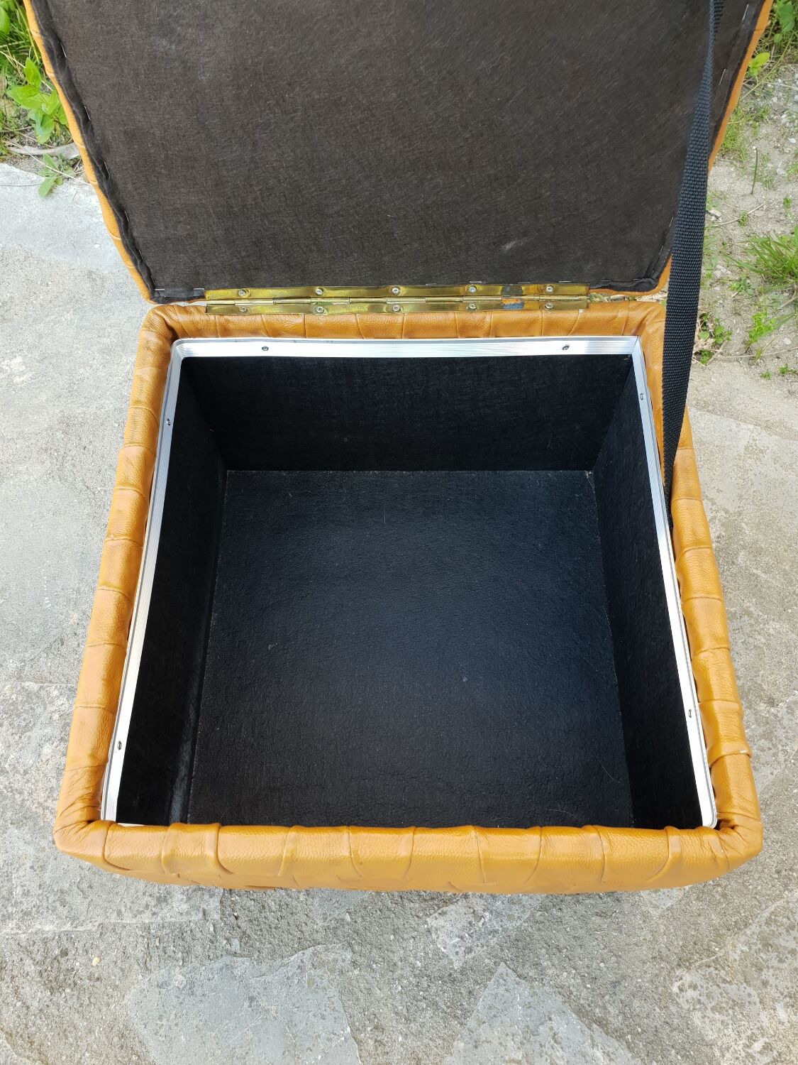 Leather patchwork chuff pouf 1970