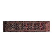 1970s Vintage Turkish Oushak Handmade Wool Cotton Pink Runner Rug 85x377