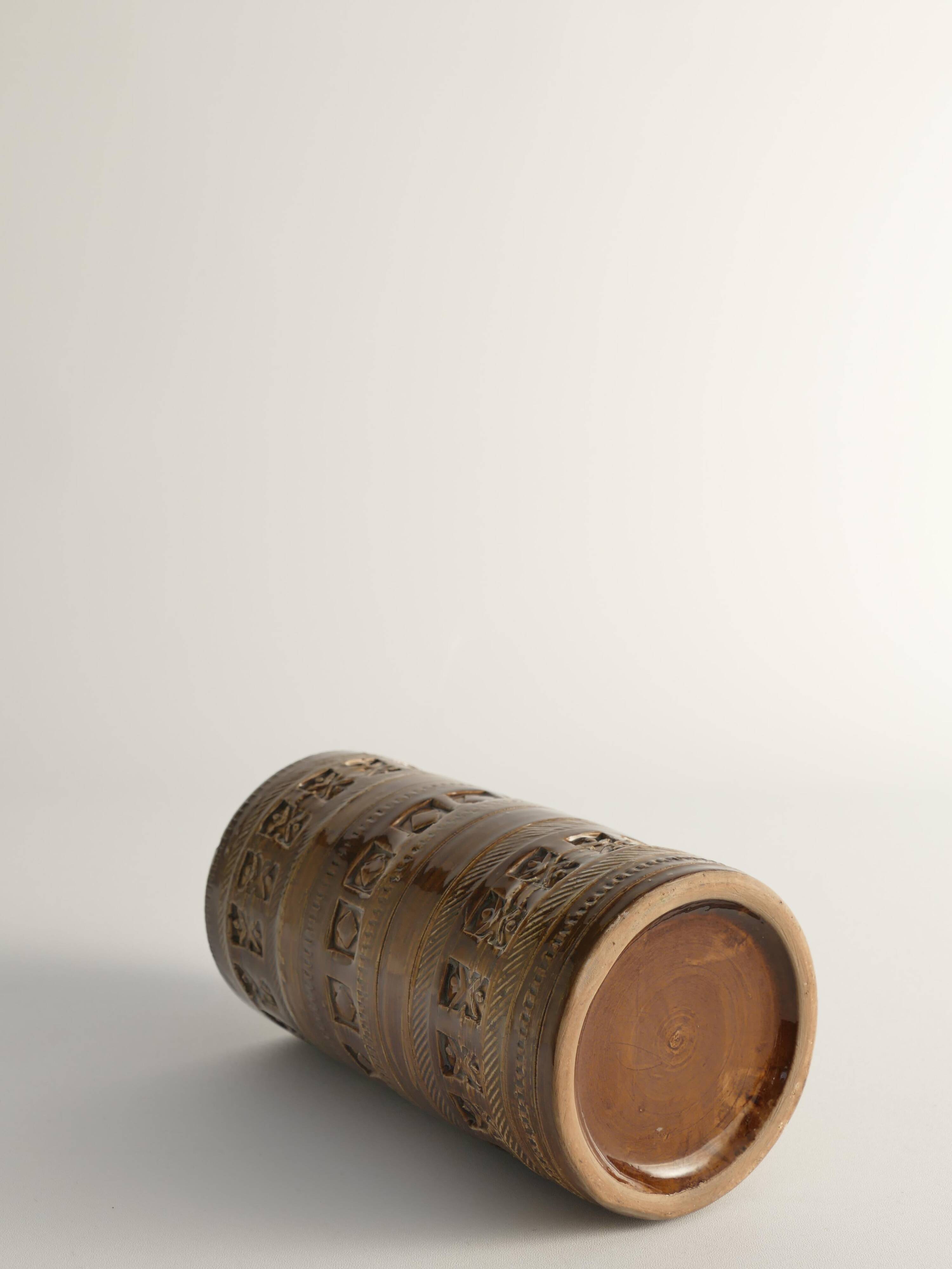 Mid-century Modern Brown Stoneware Vase by Aldo Londi for Bitossi, Italy, 1960s