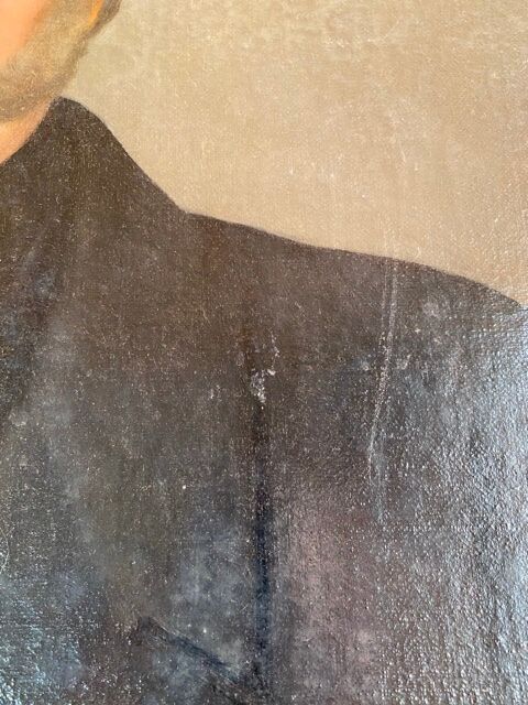 Ancient painting , portrait of a man signed A Delmére and dated 1845