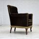 Fauteuil scandinave des années 1950, velours vert, bois de frêne.