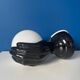 Vintage wall sconce with black hand and white opaline glass globe, 1970s L