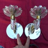 Pair of cup mirror sconces, Murano, vintage, 1940s