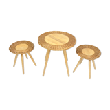 Rattan set coffee table and two stools by Uluv 1970