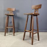 Set of 8 vintage brutalist bar stools, 1960s