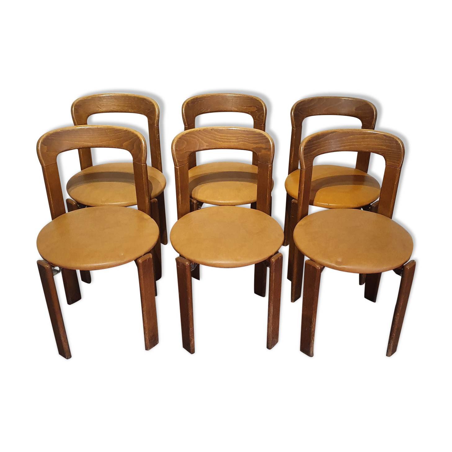 6 chairs by Bruno Rey, edited by Dietiker and manufactured by the workshop "Stuhl aus Stein am Rhein"