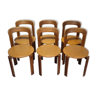 6 chairs by Bruno Rey, edited by Dietiker and manufactured by the workshop "Stuhl aus Stein am Rhein"