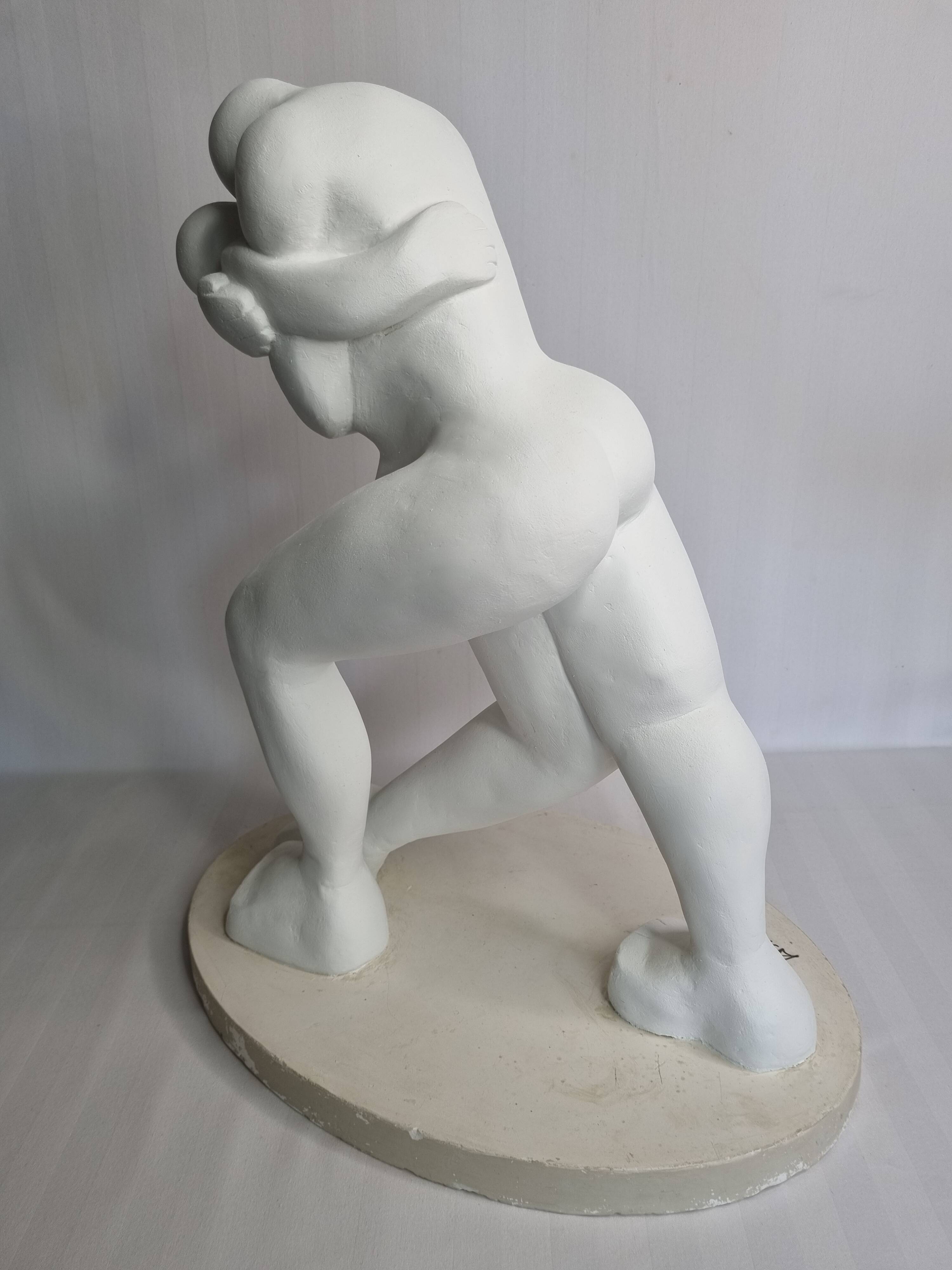 Original sculpture The Embrace signed Françoise Abraham patinated plaster 46 cm