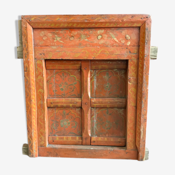 Orange wooden window, India, early 20th century