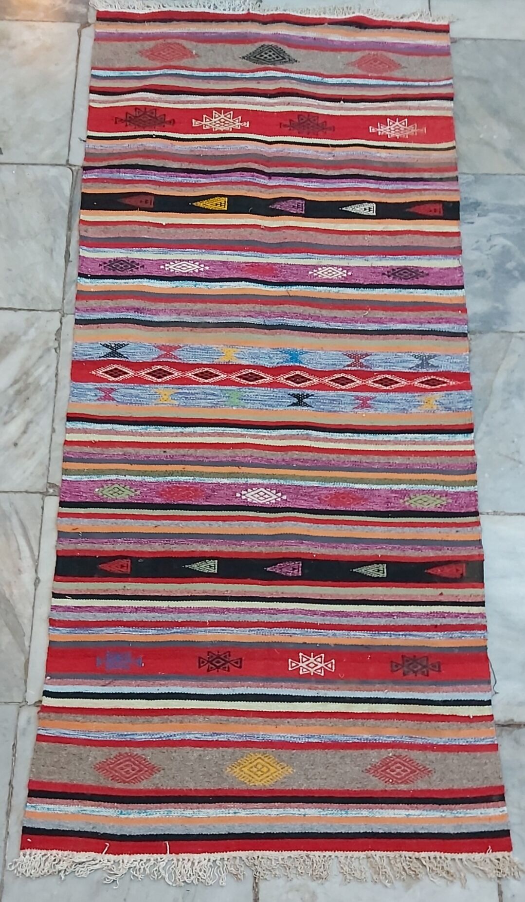 Handmade multicolored kilim rug 180x80cm