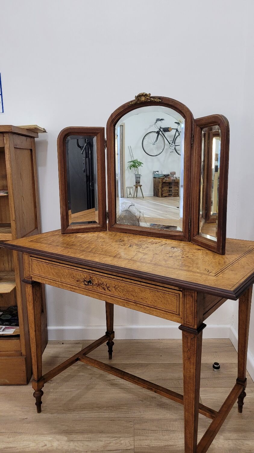 Antique triptych mirror