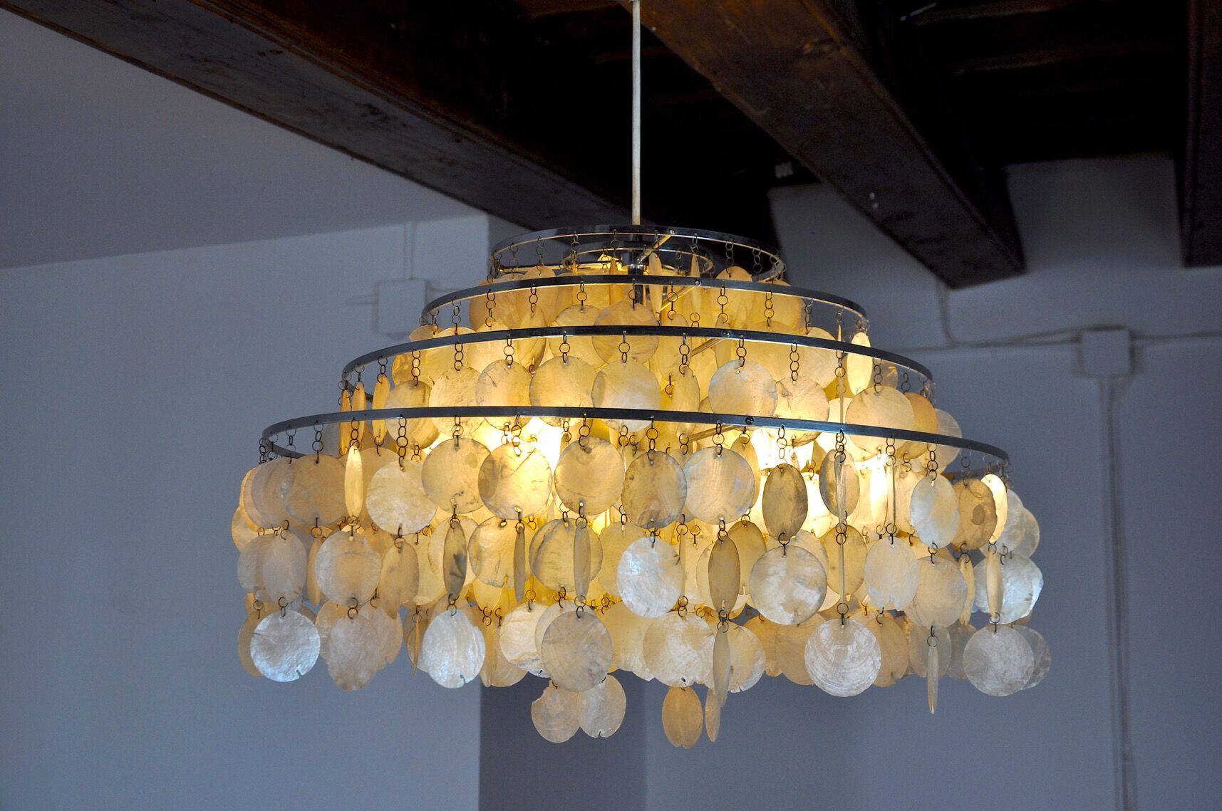 Mother-of-pearl chandelier, 4 levels, 1980, France