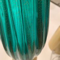 Green-sea brushed gold brass murano glass table lamp
