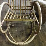 Rocking flesh in bamboo rattan and vintage wicker 1950